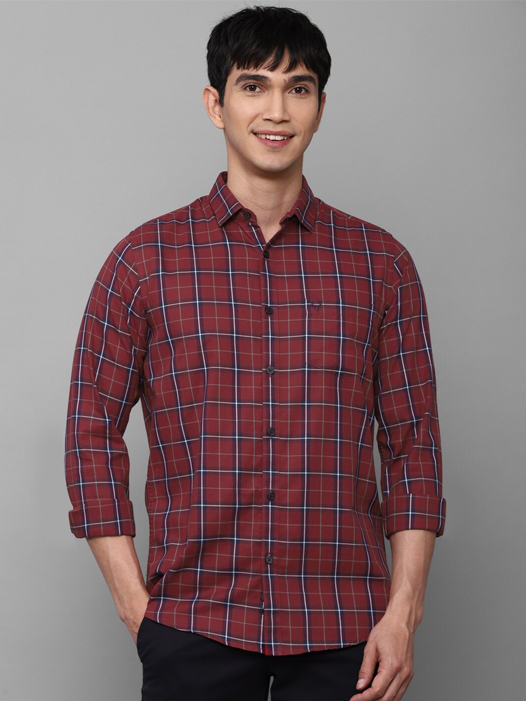 

Allen Solly Men Maroon Slim Fit Tartan Checked Cotton Casual Shirt
