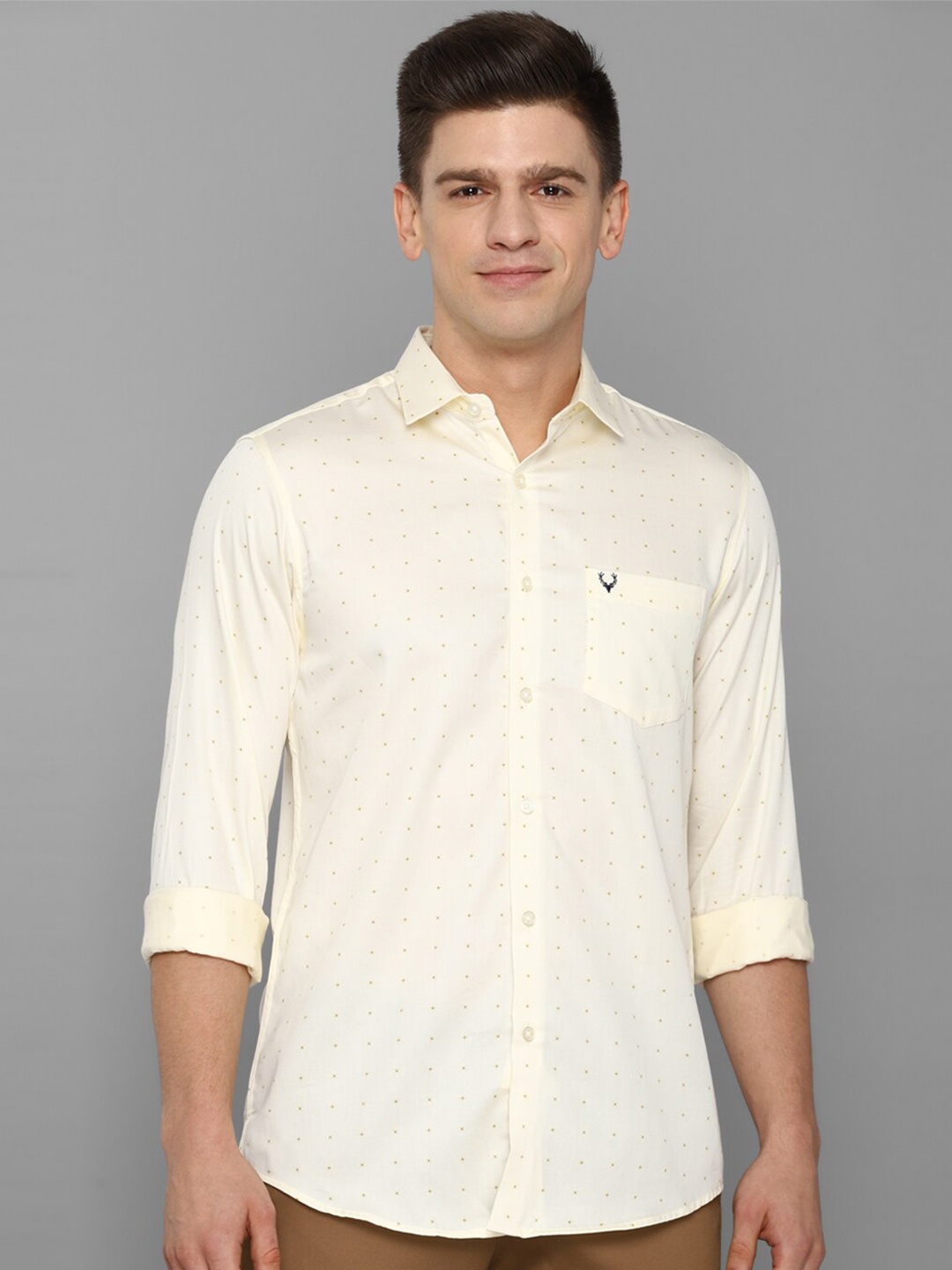 

Allen Solly Men Cream Printed Slim Fit Casual Shirt