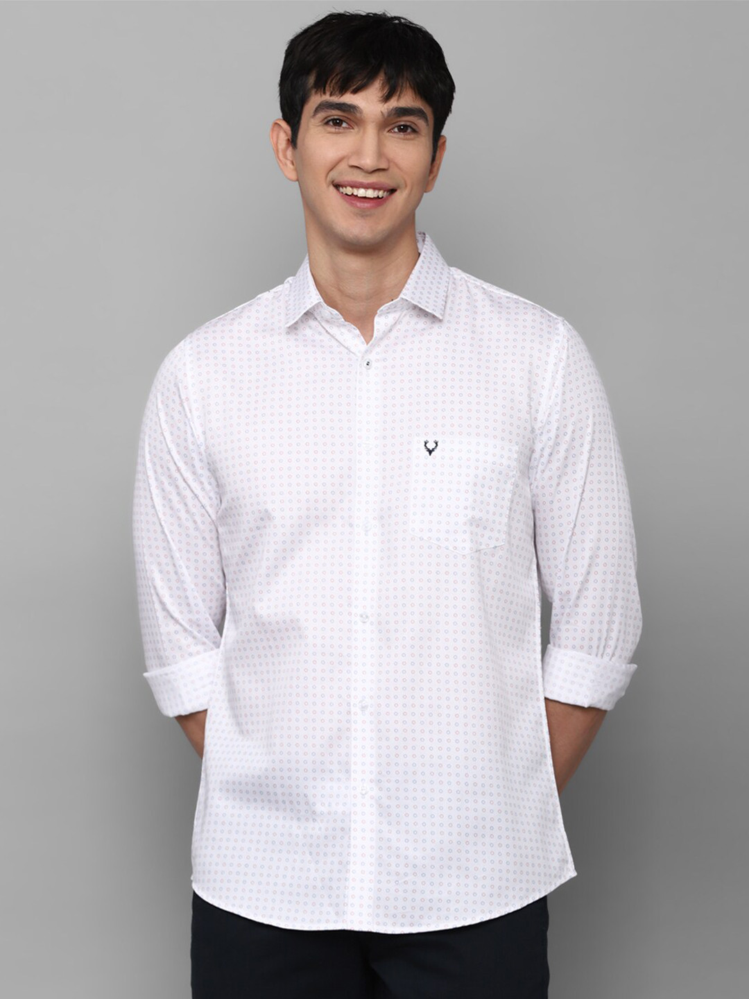 

Allen Solly Men White Slim Fit Printed Cotton Casual Shirt