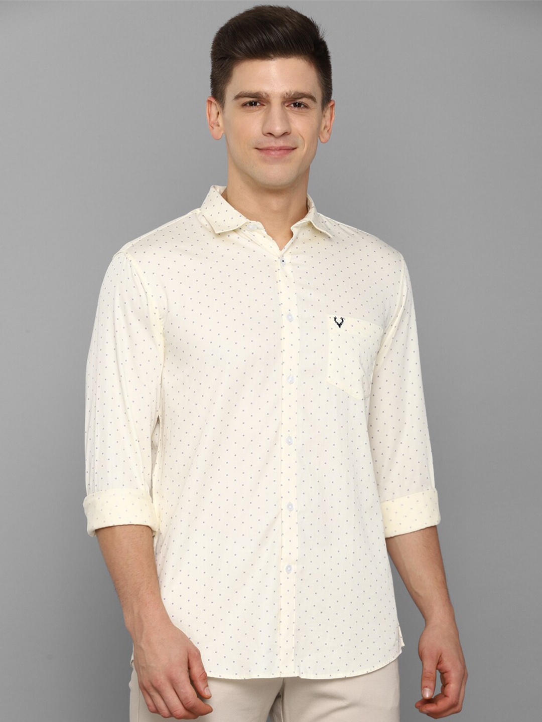 

Allen Solly Men Cream Printed Slim Fit Casual Shirt