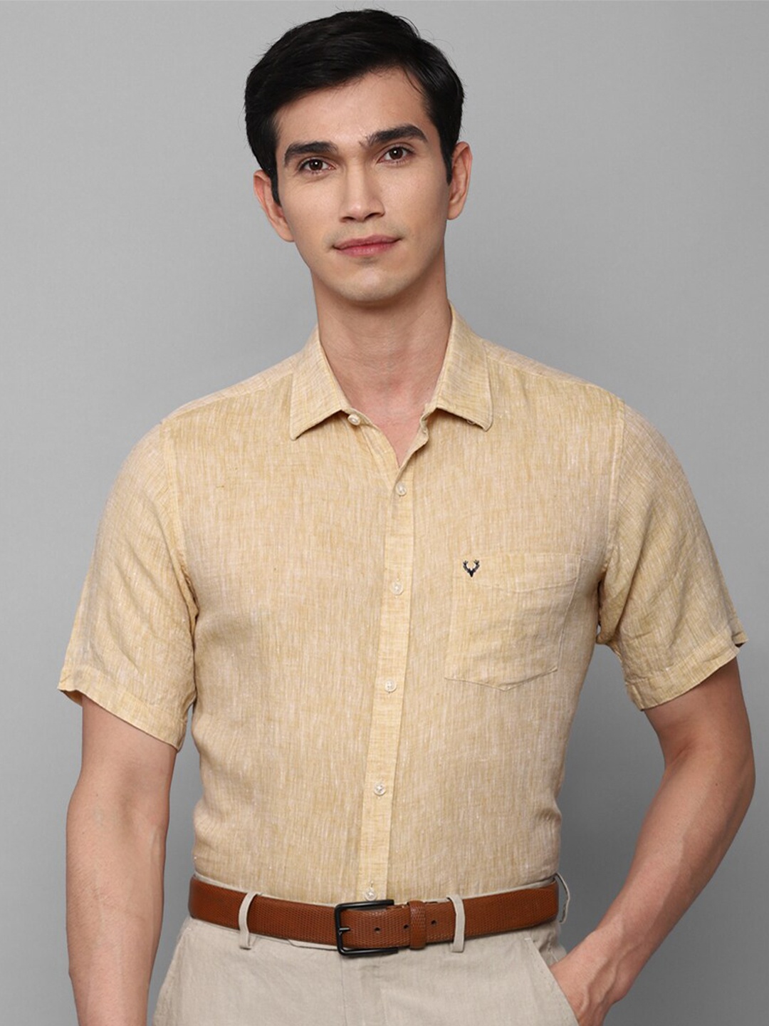 

Allen Solly Men Linen Slim Fit Formal Shirt, Yellow