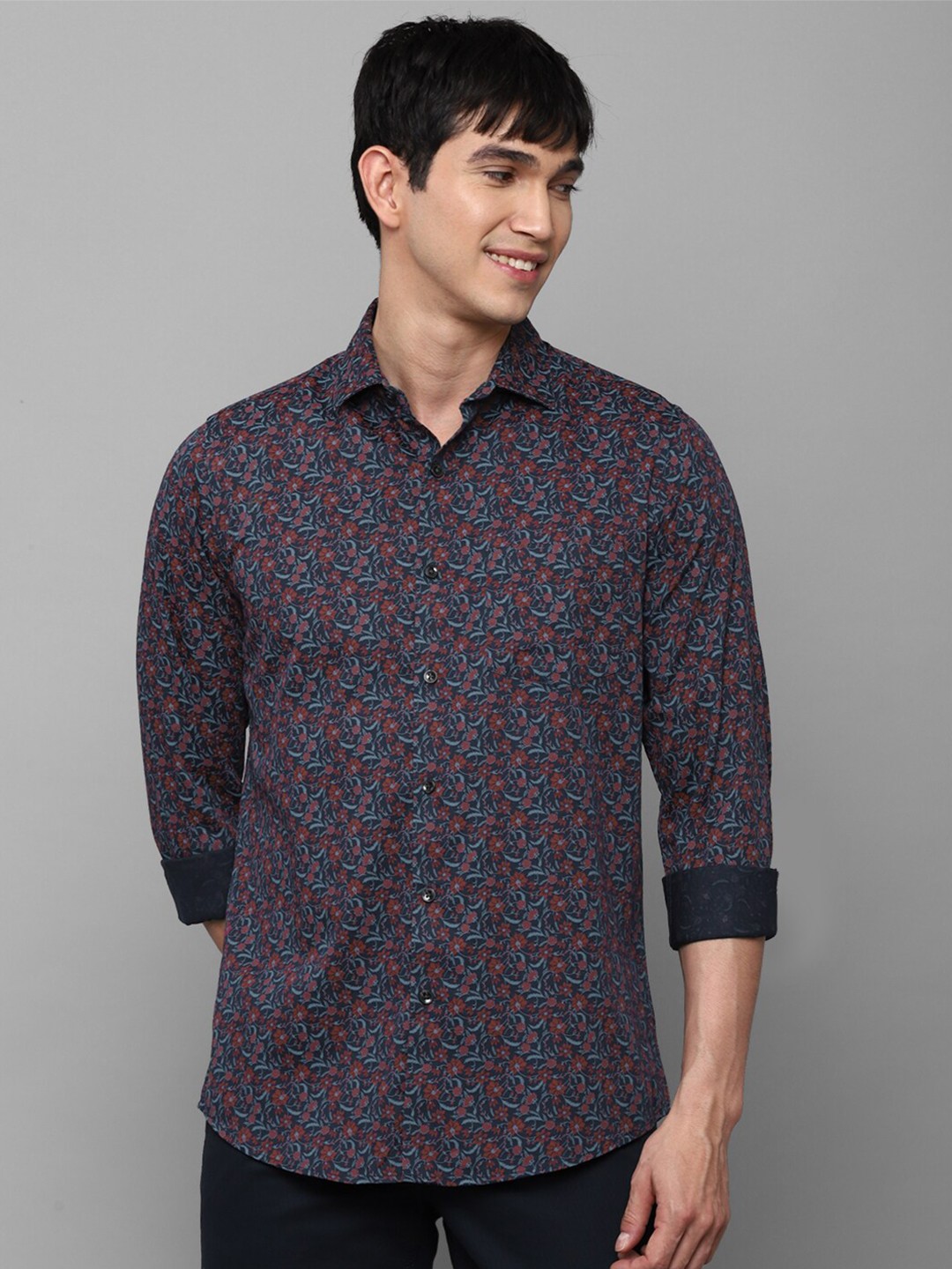 

Allen Solly Men Cotton Slim Fit Printed Casual Shirt, Blue