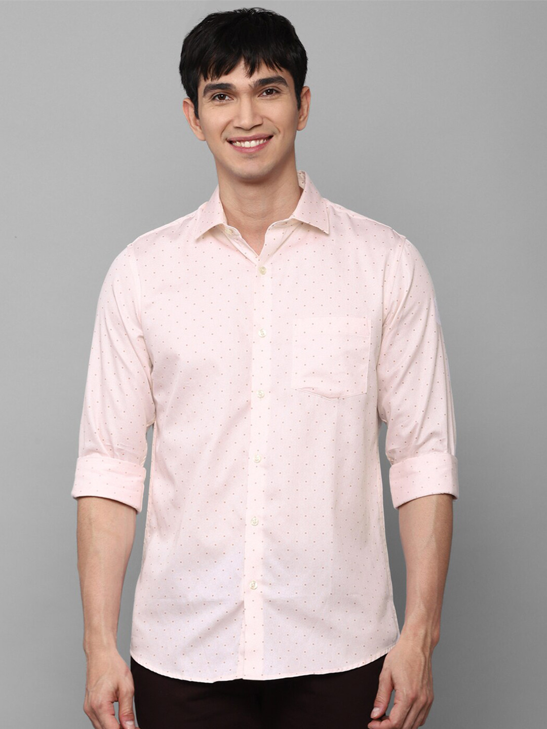 

Allen Solly Men Pink Slim Fit Printed Casual Pure Cotton Shirt
