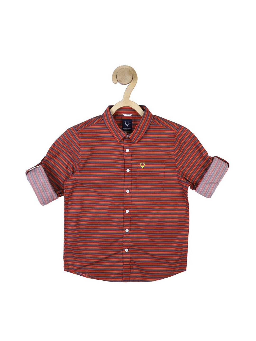 

Allen Solly Junior Boys Brown Slim Fit Striped Cotton Casual Shirt