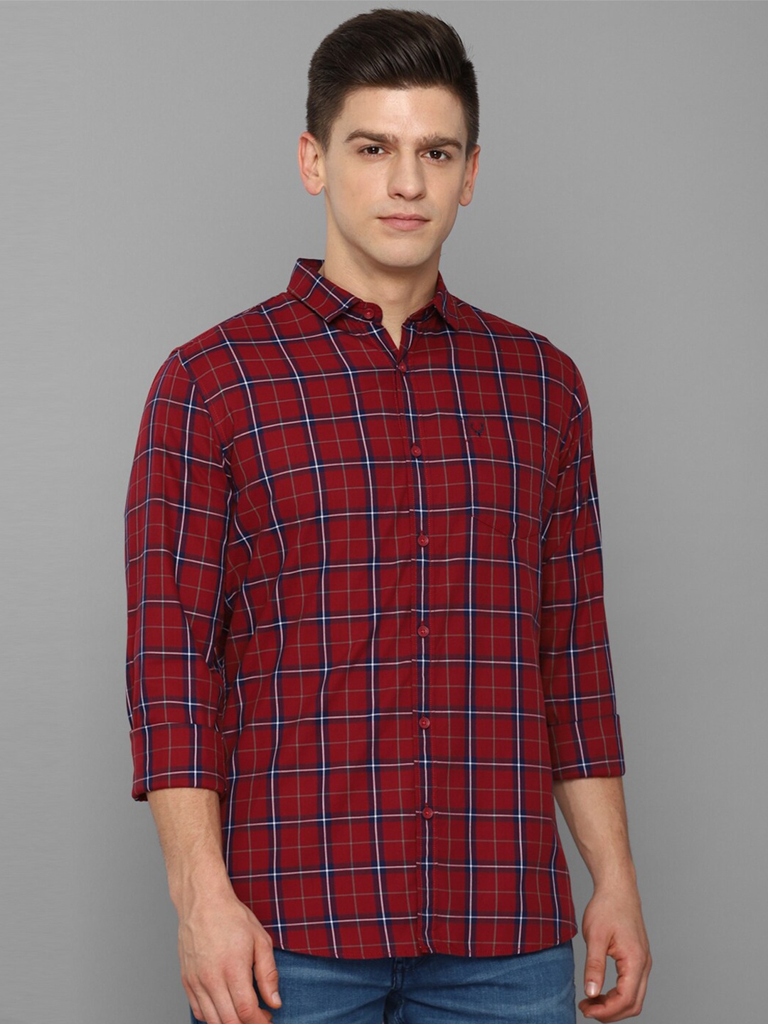 

Allen Solly Sport Men Maroon Tartan Checks Checked Casual Shirt