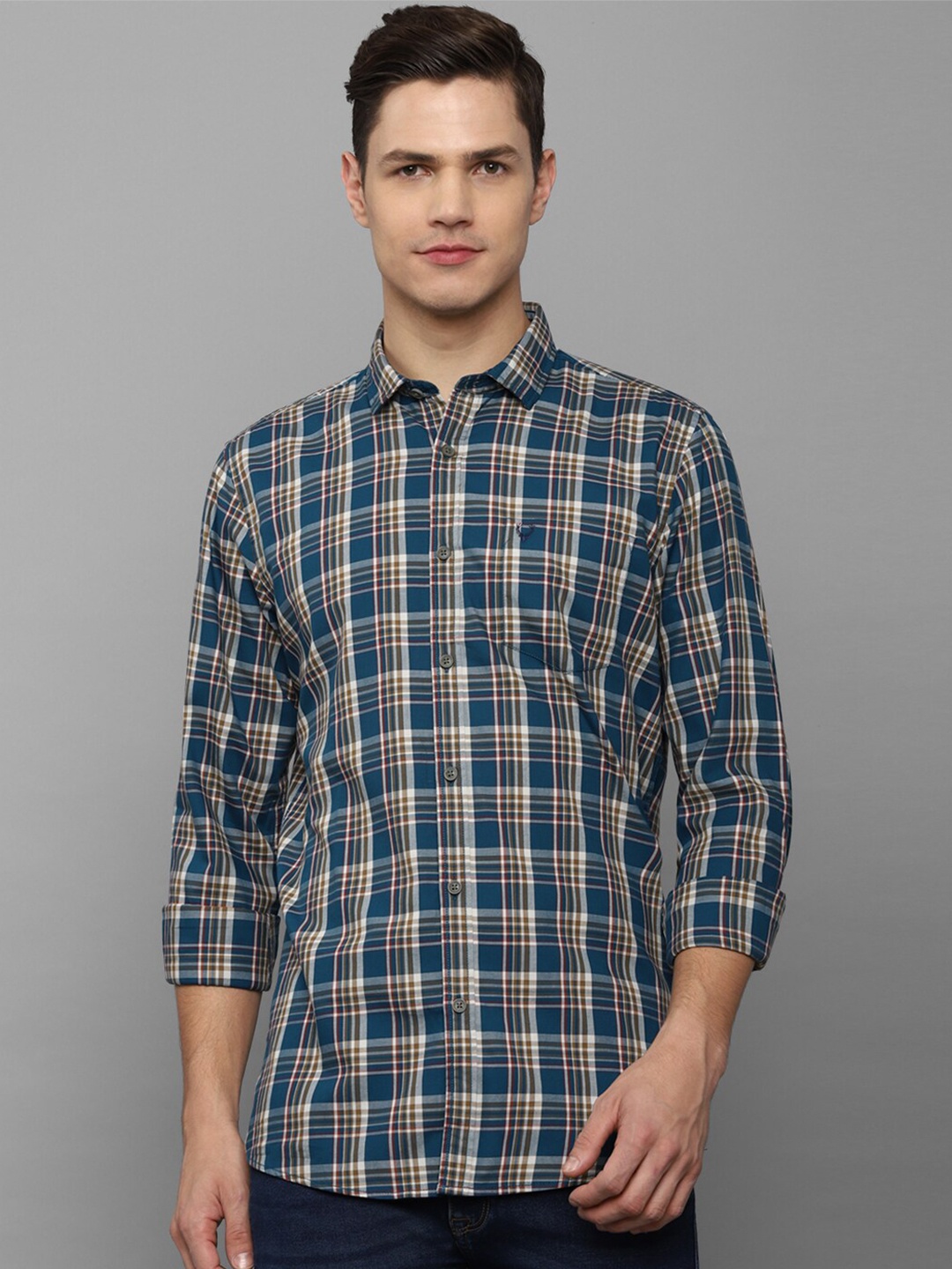 

Allen Solly Sport Men Blue Tartan Checked Casual Pure Cotton Shirt