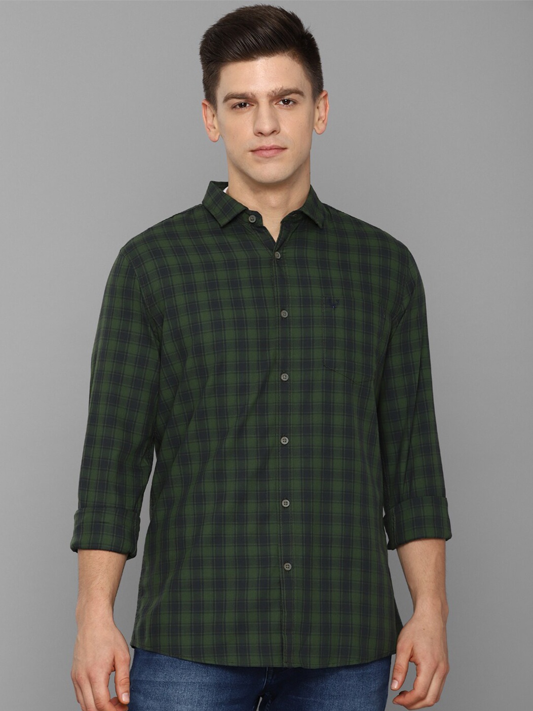

Allen Solly Sport Men Green Checked Casual Shirt