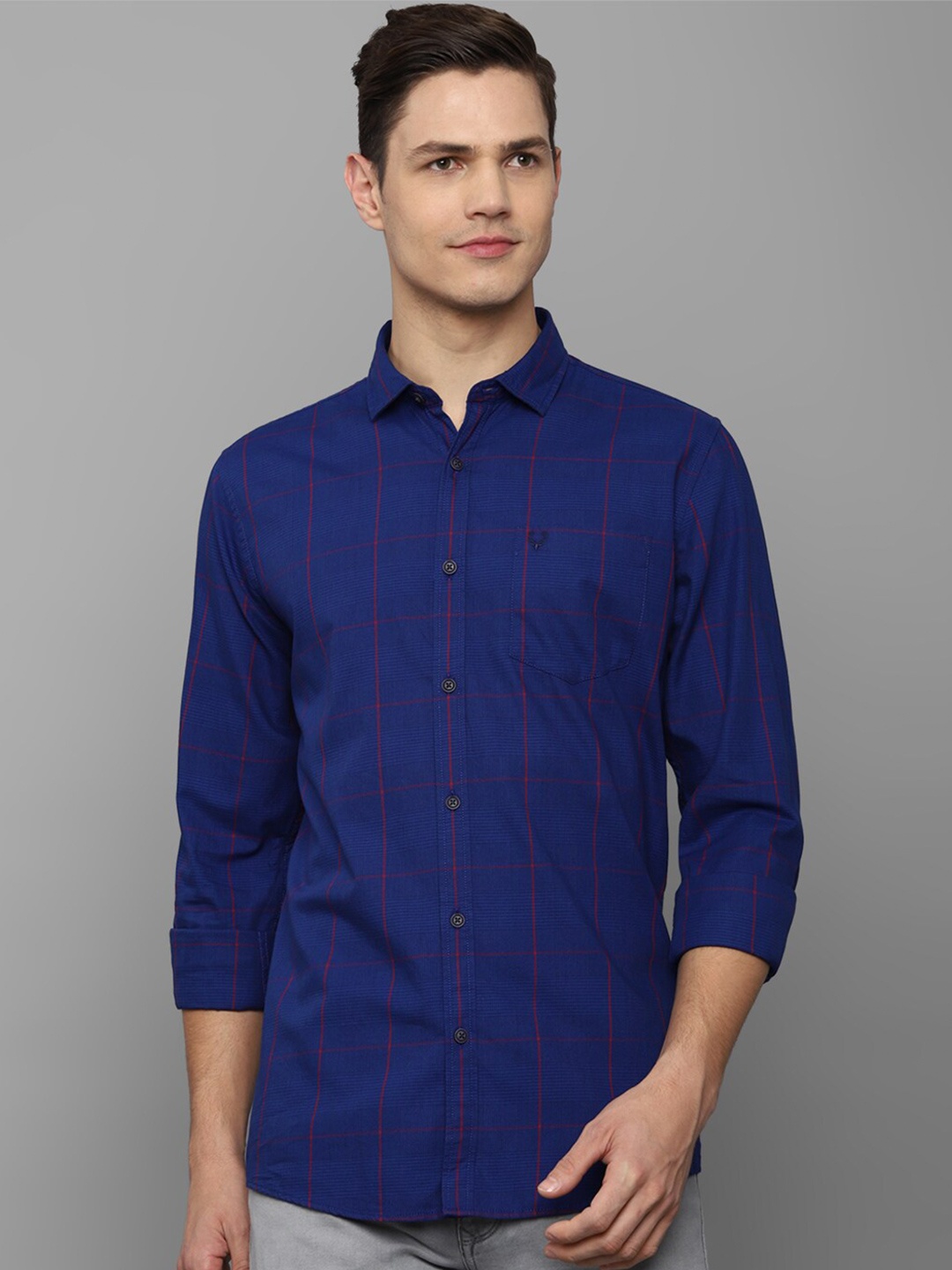 

Allen Solly Sport Men Blue Checked Cotton Casual Shirt