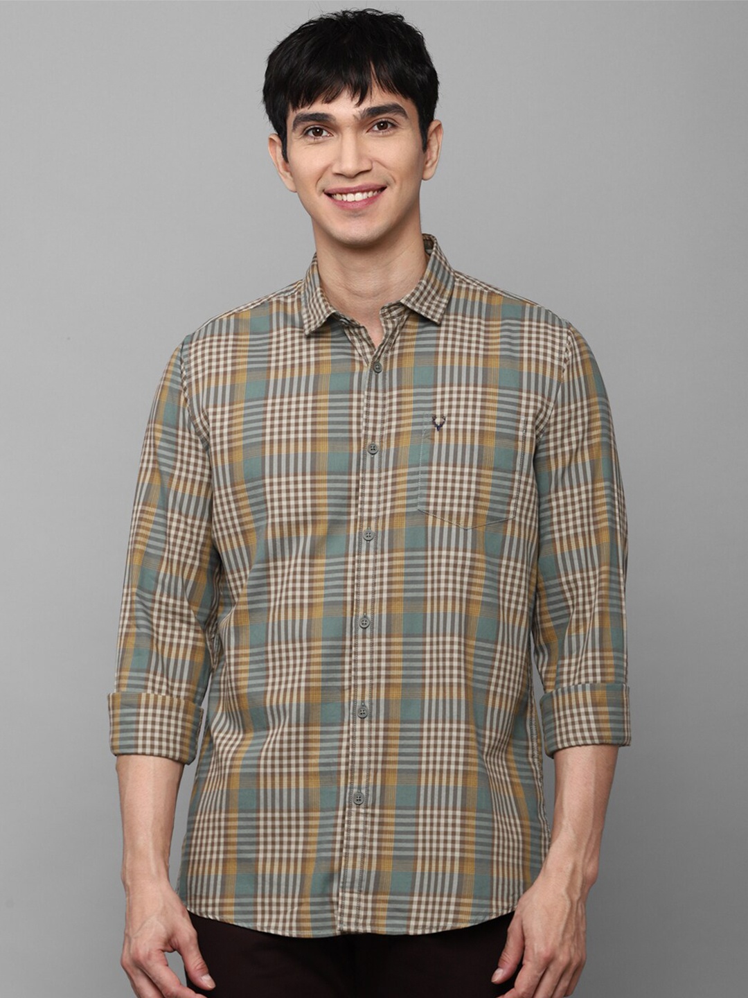 

Allen Solly Sport Men Brown & Green Long Roll-Up Sleeves Tartan Checks Casual Shirt