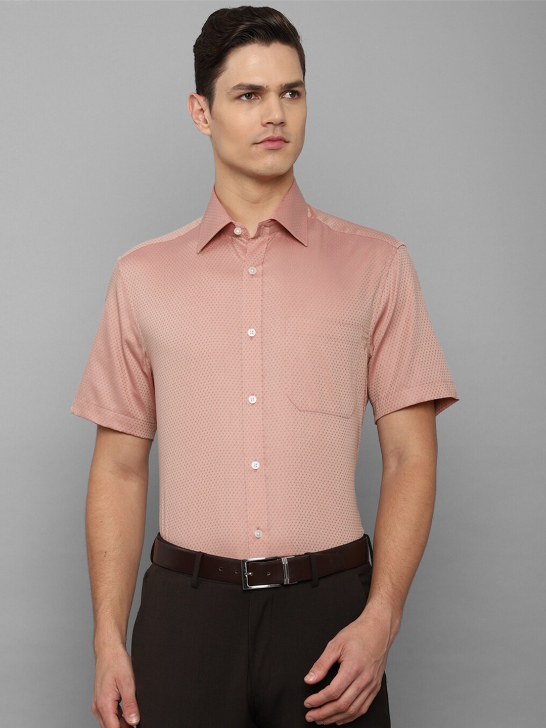 

Louis Philippe Men Pink Slim Fit Printed Formal Shirt