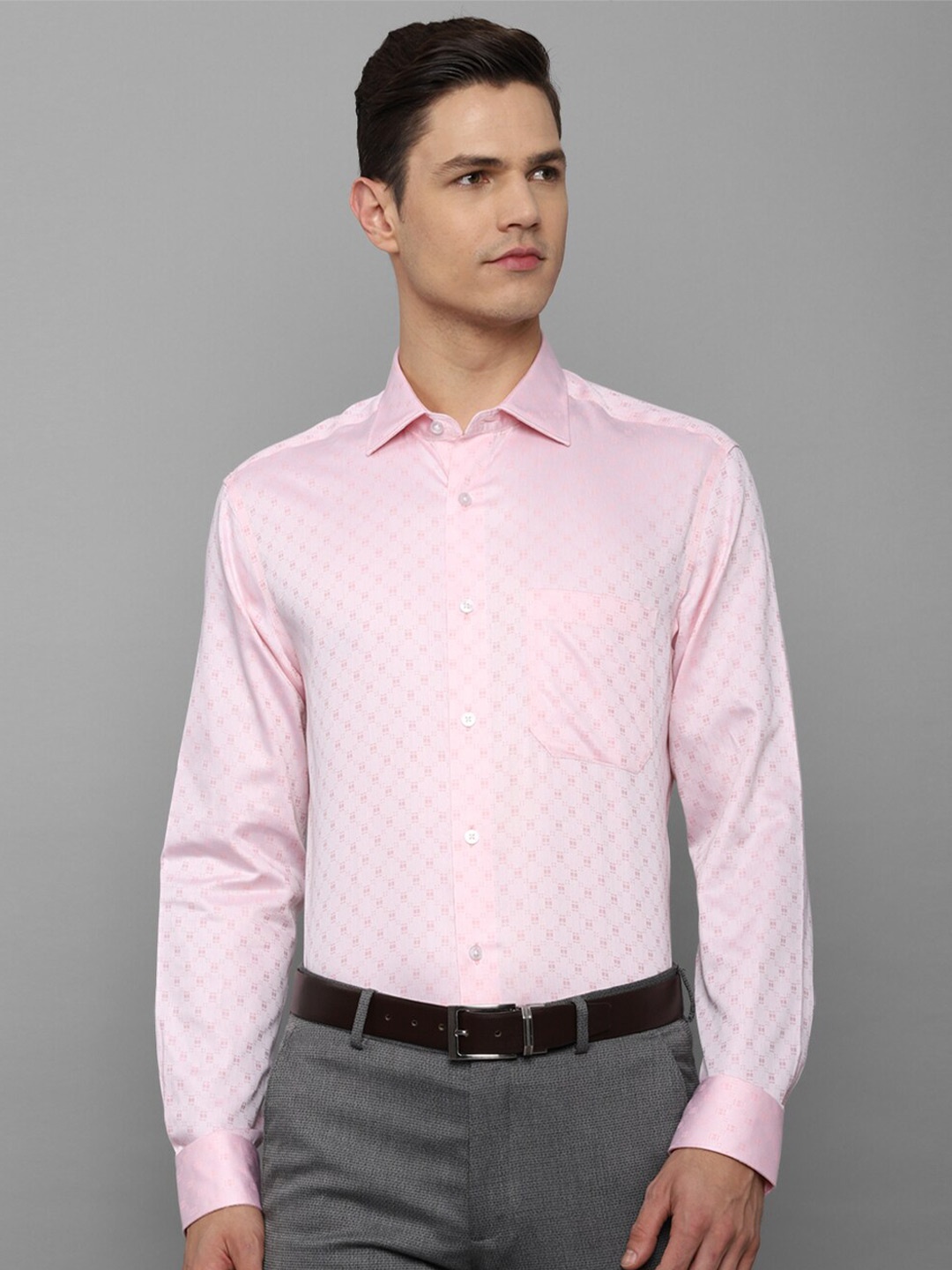 

Louis Philippe Men Pink Slim Fit Printed Formal Shirt