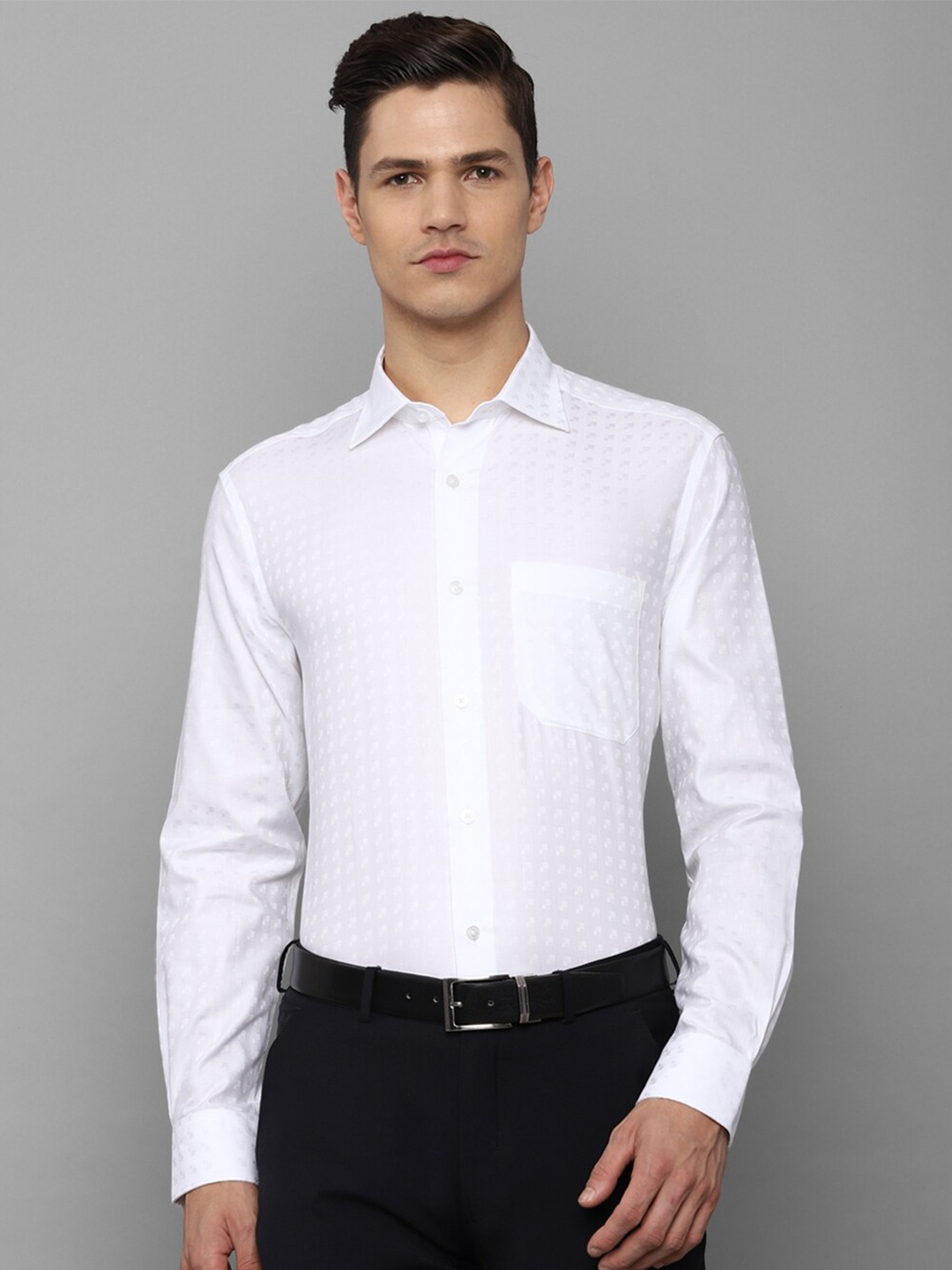 

Louis Philippe Men White self design Slim Fit Cotton Formal Shirt