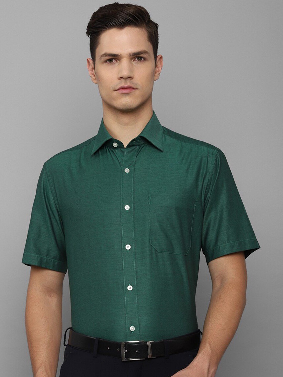 

Louis Philippe Men Green Slim Fit Formal Pure Cotton Shirt
