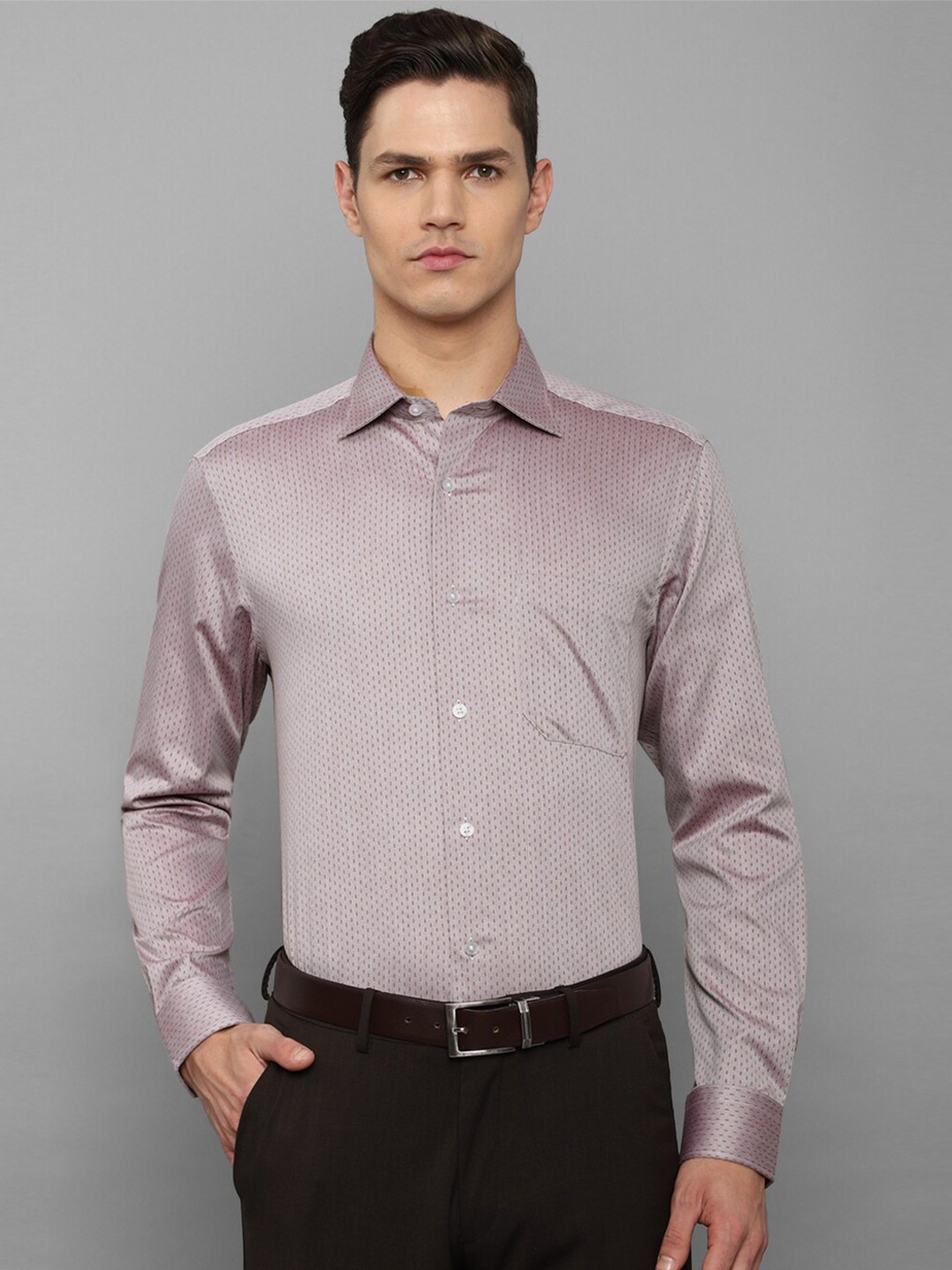 

Louis Philippe Men Purple self design Slim Fit Cotton Formal Shirt