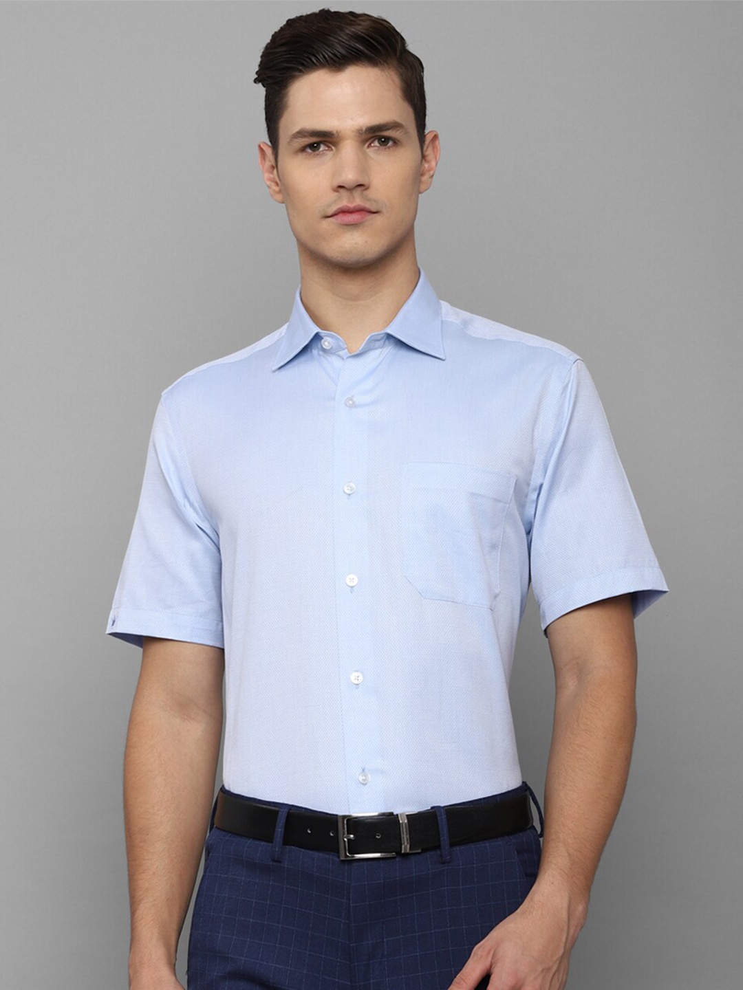 

Louis Philippe Men Blue Self Design Slim Fit Formal Shirt