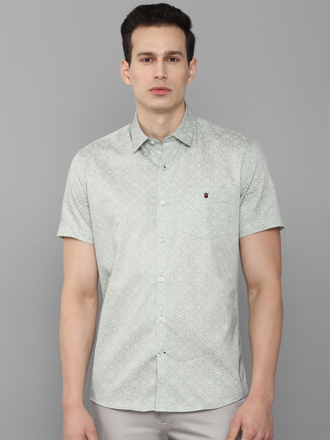 

Louis Philippe Sport Men Grey Slim Fit Printed Pure Cotton Casual Shirt