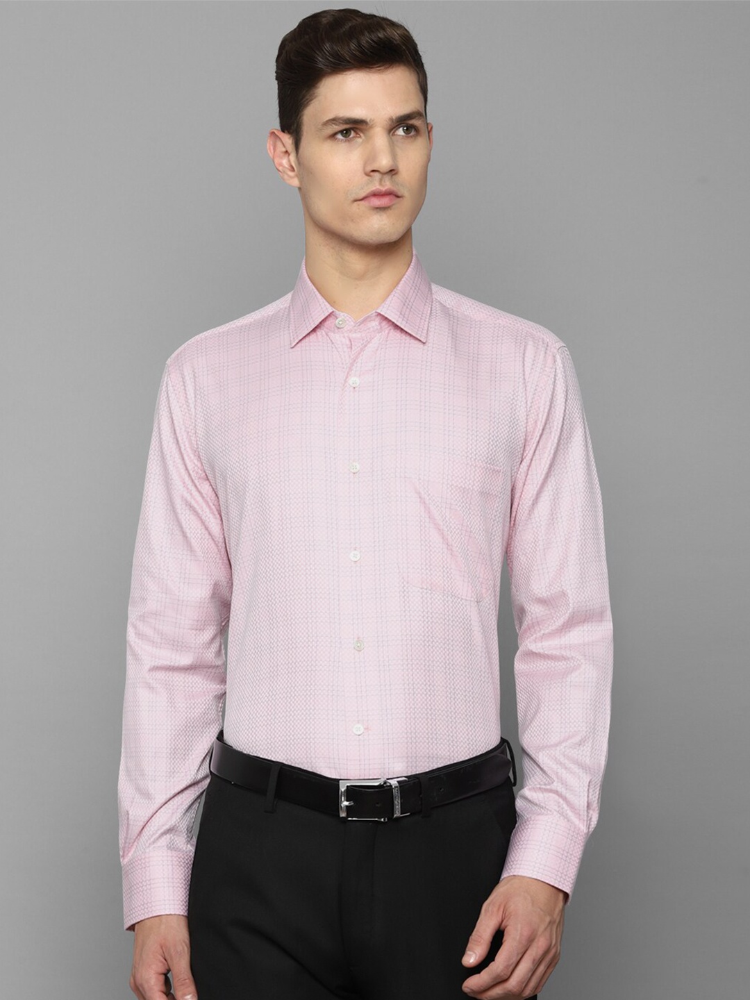 

Luxure by Louis Philippe Men Pink Grid Tattersall Checked Pure Cotton Formal Shirt