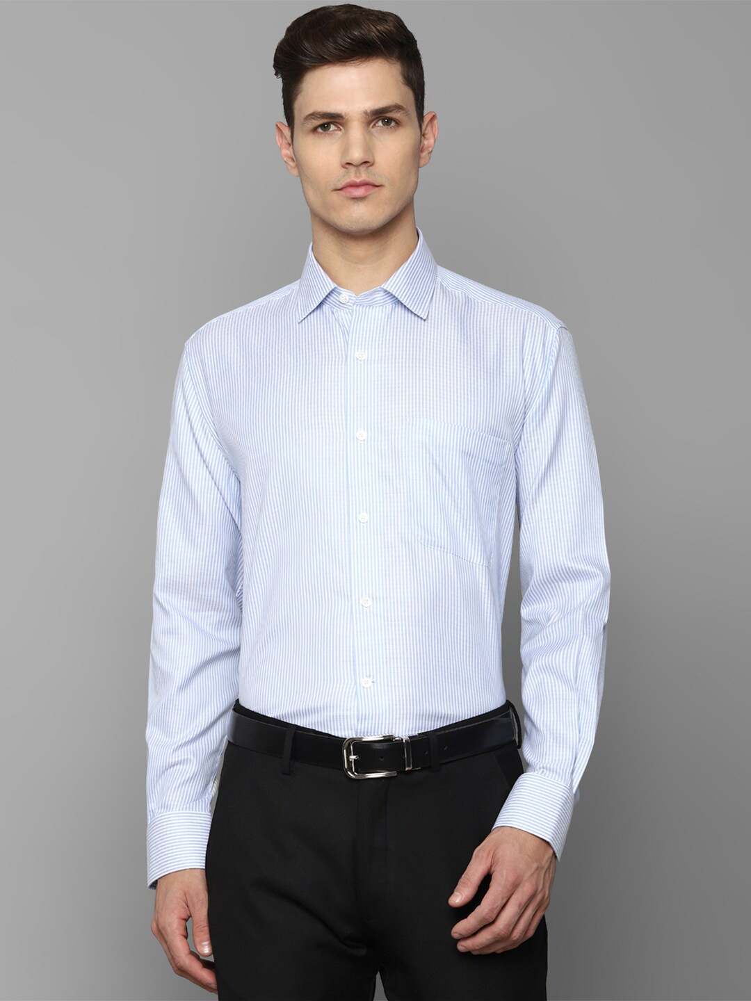 

Luxure by Louis Philippe Men White Slim Fit Striped Formal Shirt