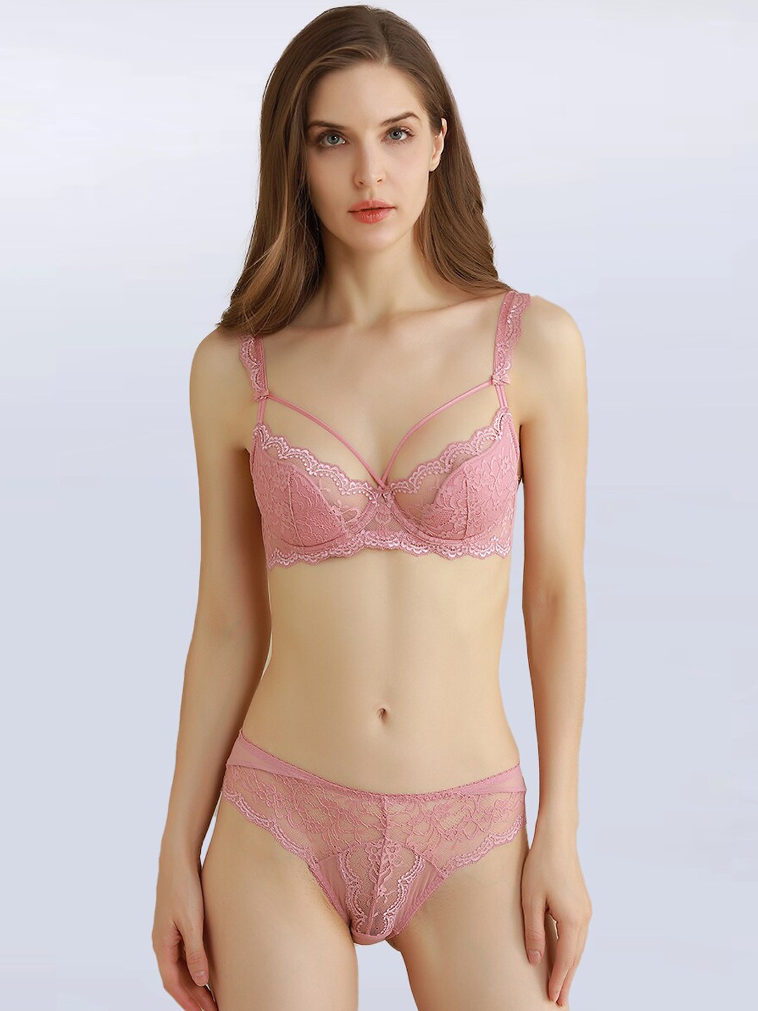 

JC Collection Women Pink Self-Design Lingerie Set LS-WWE-9271-Pink-32B