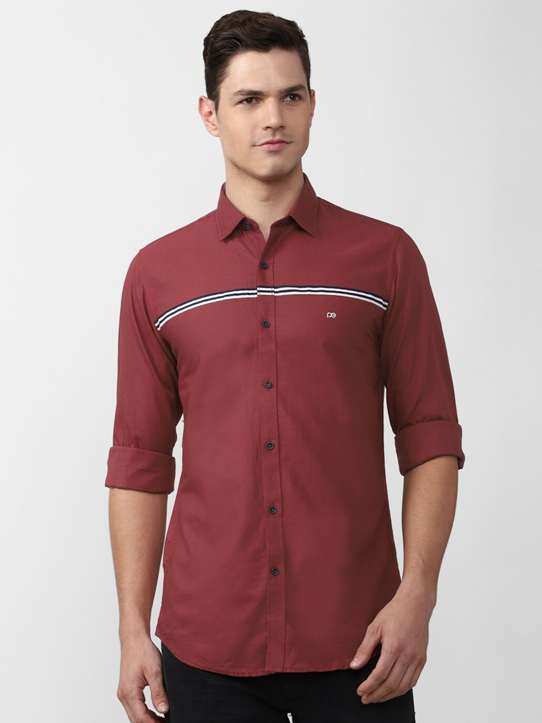 

Peter England Casuals Men Maroon Slim Fit Striped Casual Shirt