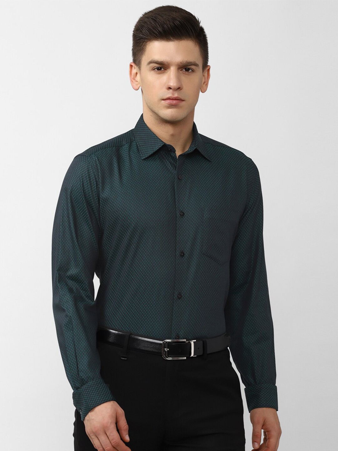 

Van Heusen Men Green Printed Formal Shirt