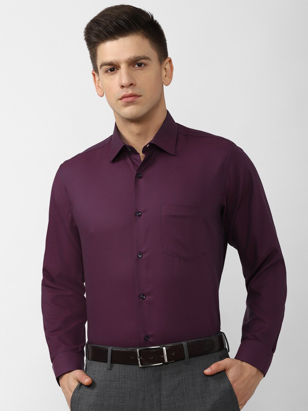 

Van Heusen Men Purple Cotton Formal Shirt