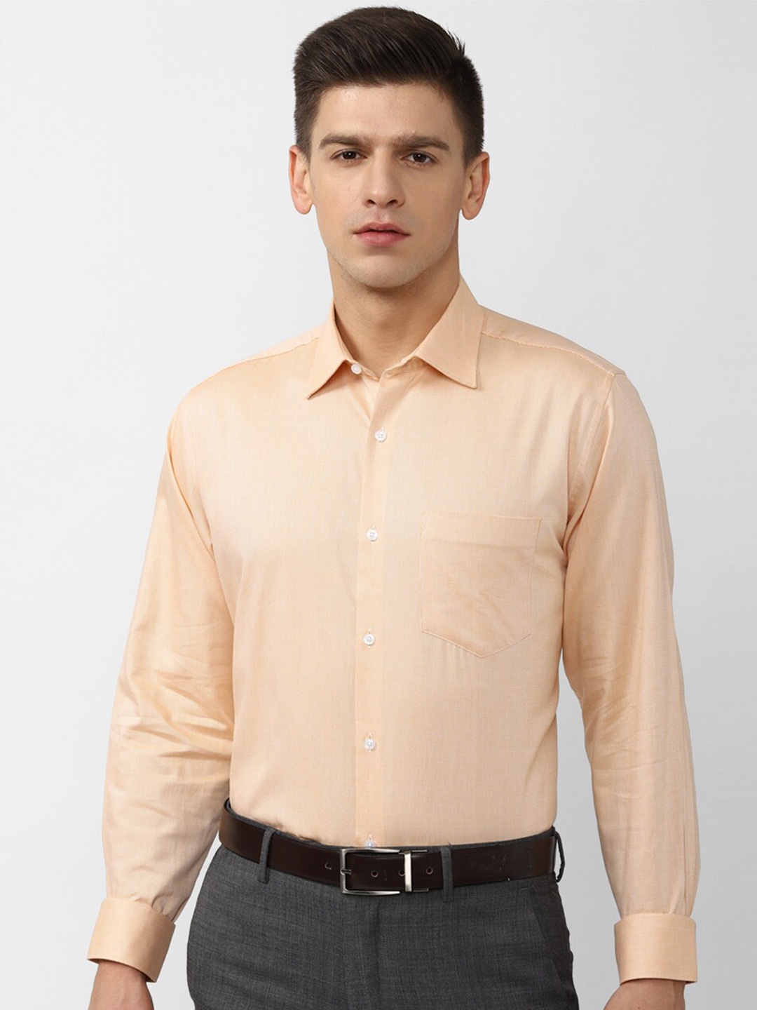 

Van Heusen Men Orange Regular Fit Solid Cotton Formal Shirt