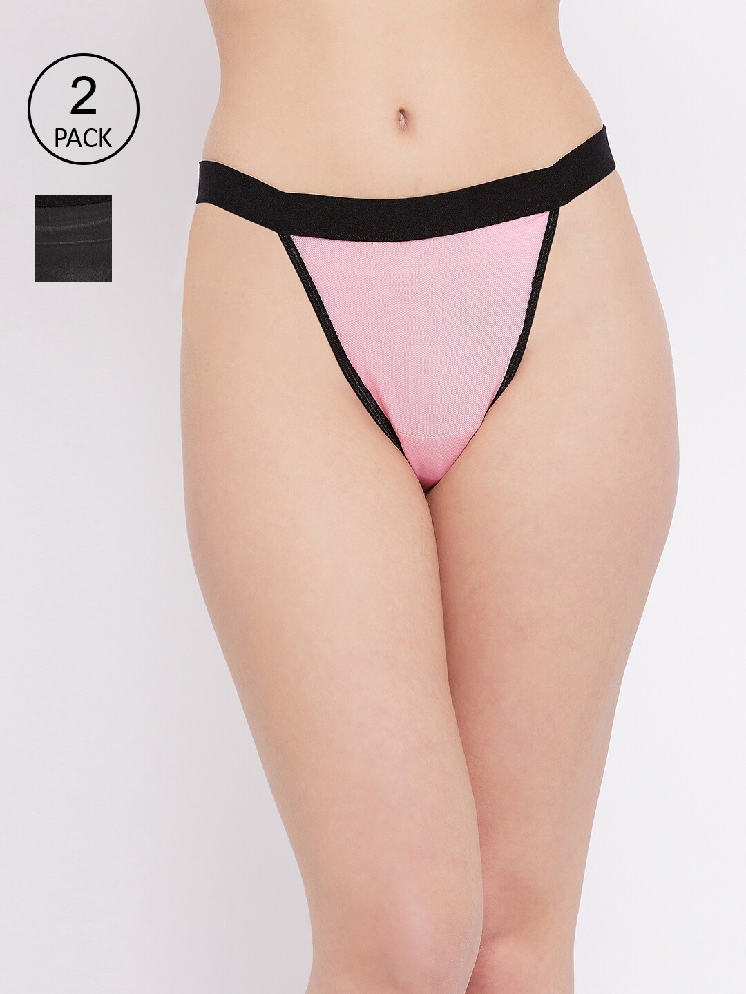 

SECRETS BY ZEROKAATA Women Pack Of 2 Assorted Self-Design Thongs, Pink
