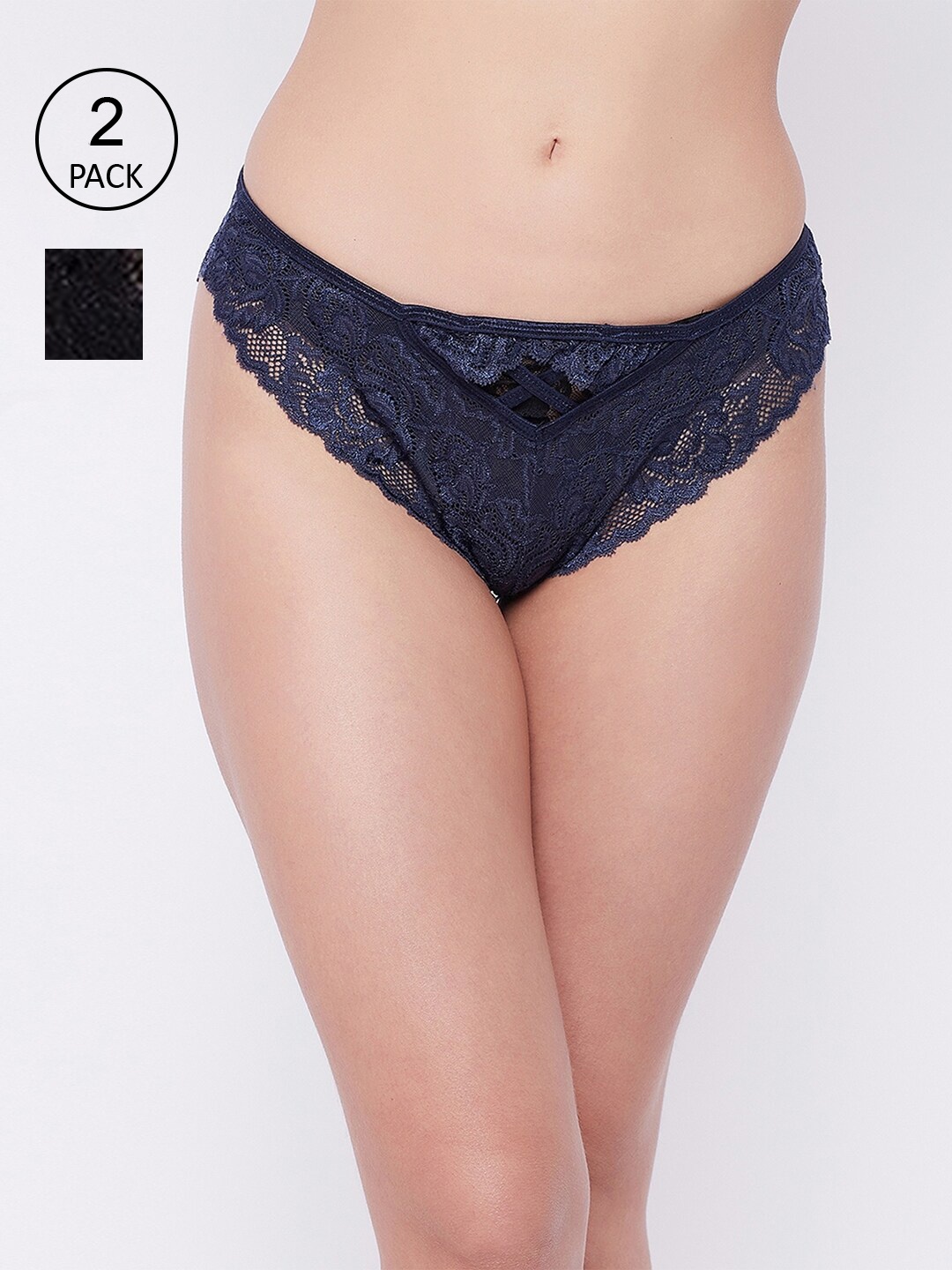 

SECRETS BY ZEROKAATA Women Pack Of 2 Assorted Lace Bikini Briefs
