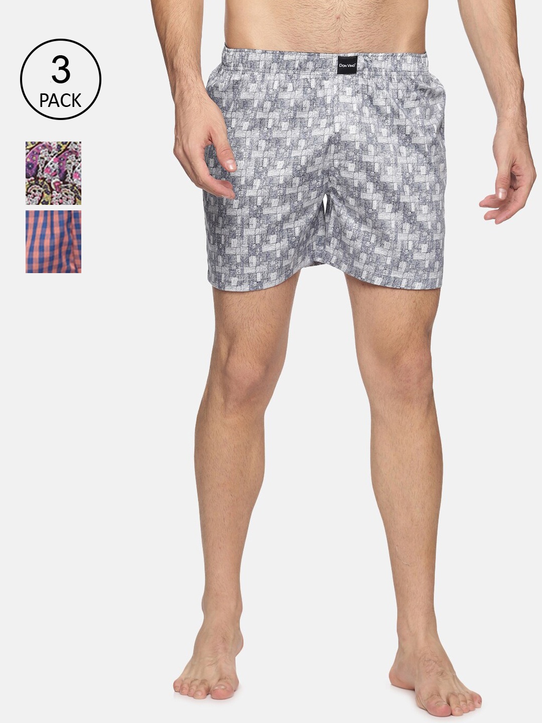 

DON VINO Men Assorted Pack Of 3 Printed Outdoor Cotton Shorts