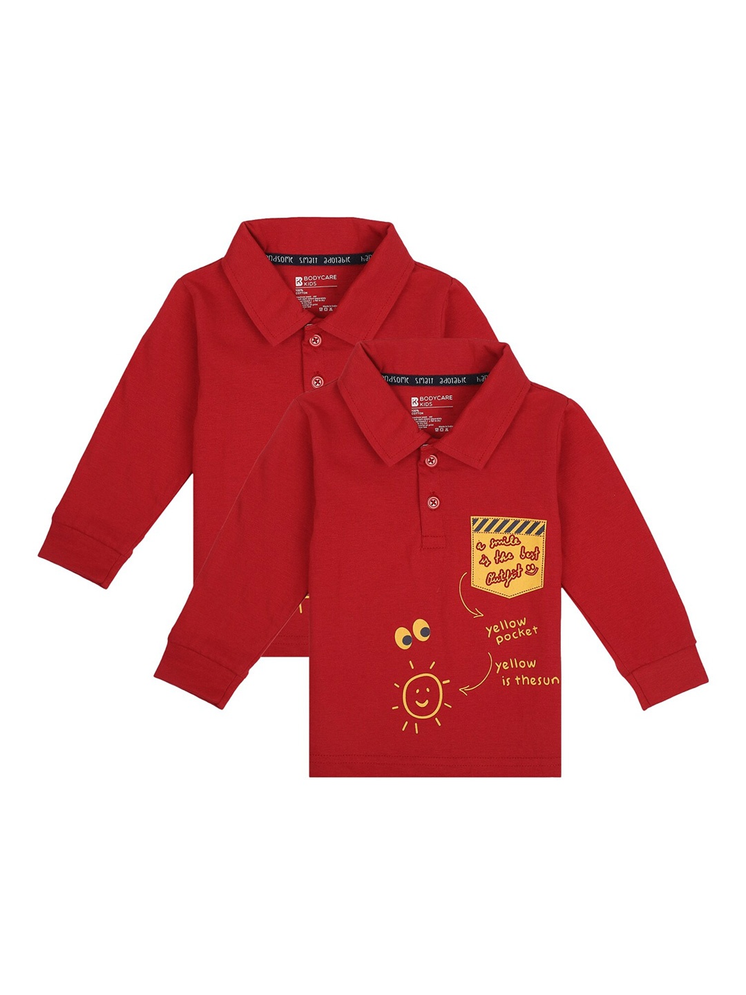 

Bodycare Kids Pack of 2 Boys Maroon Typography Printed Cotton Polo Collar T-shirt