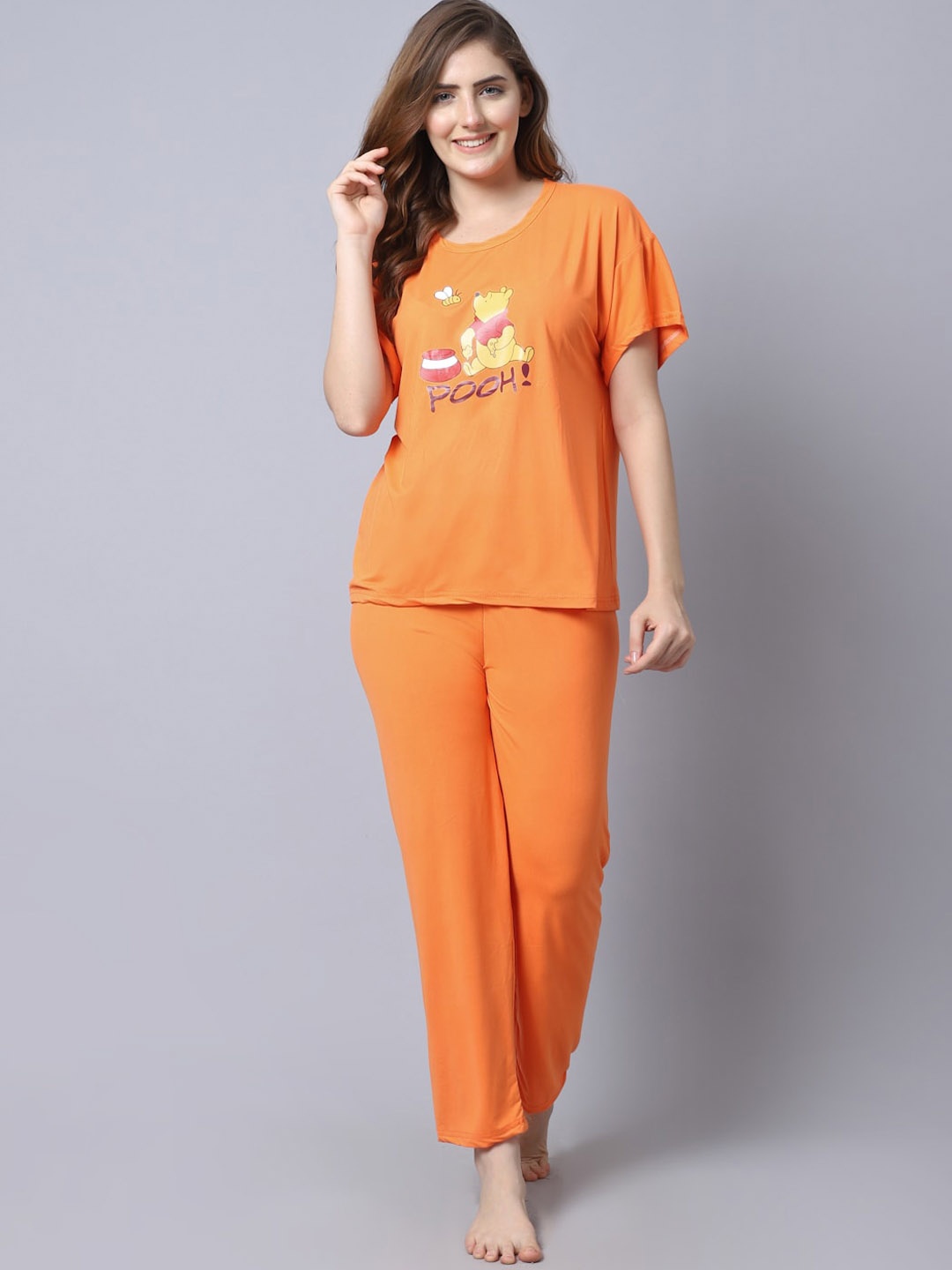 

GRACIT Women Orange & Mustard Printed Night suit