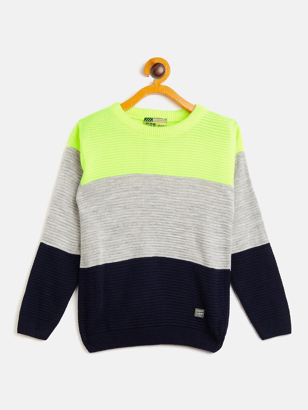 

Duke Boys Fluorescent Green & Black Colourblocked Pullover