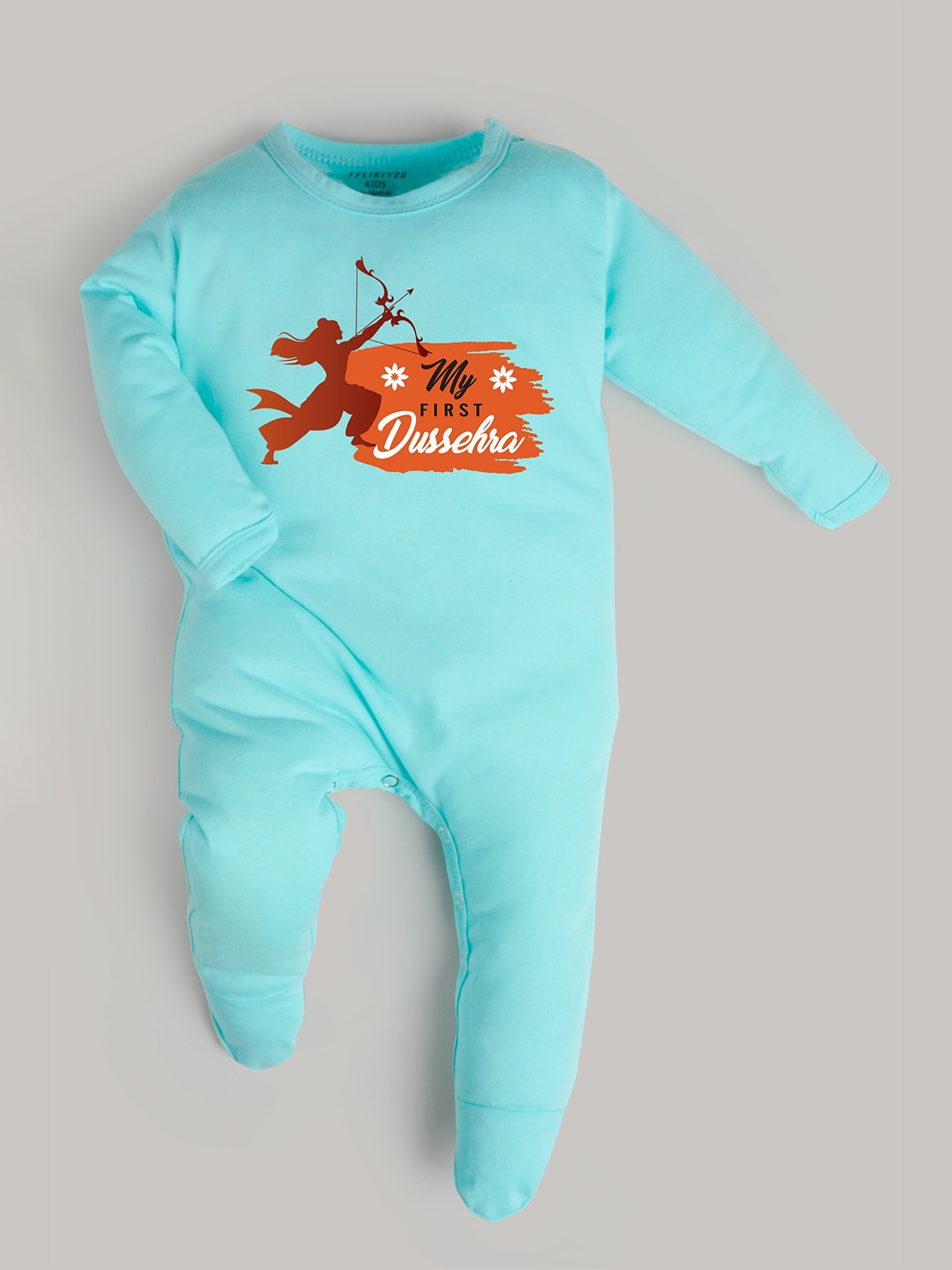 

FFLIRTYGO Unisex Kids Turquoise Blue & Red Printed Basic Jumpsuit