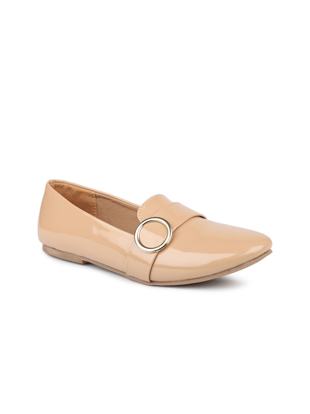 

DESIGN CREW Women Beige Solid Slip On Ballerinas