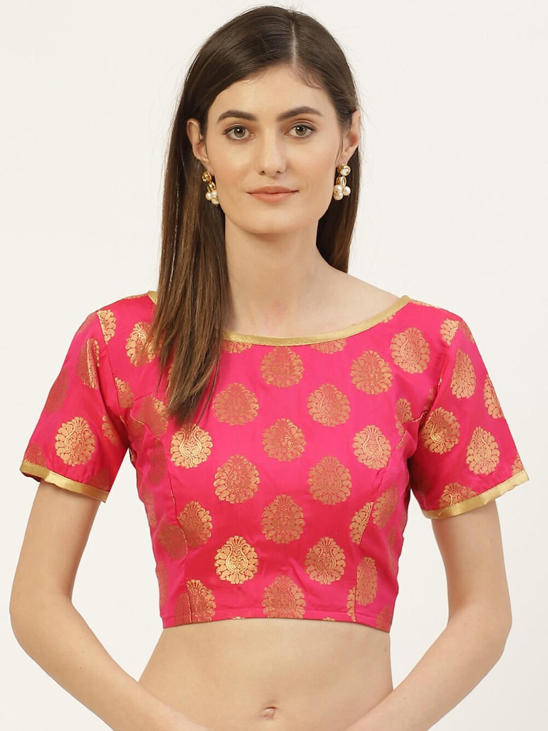

Studio Shringaar Pink Printed Saree Blouse