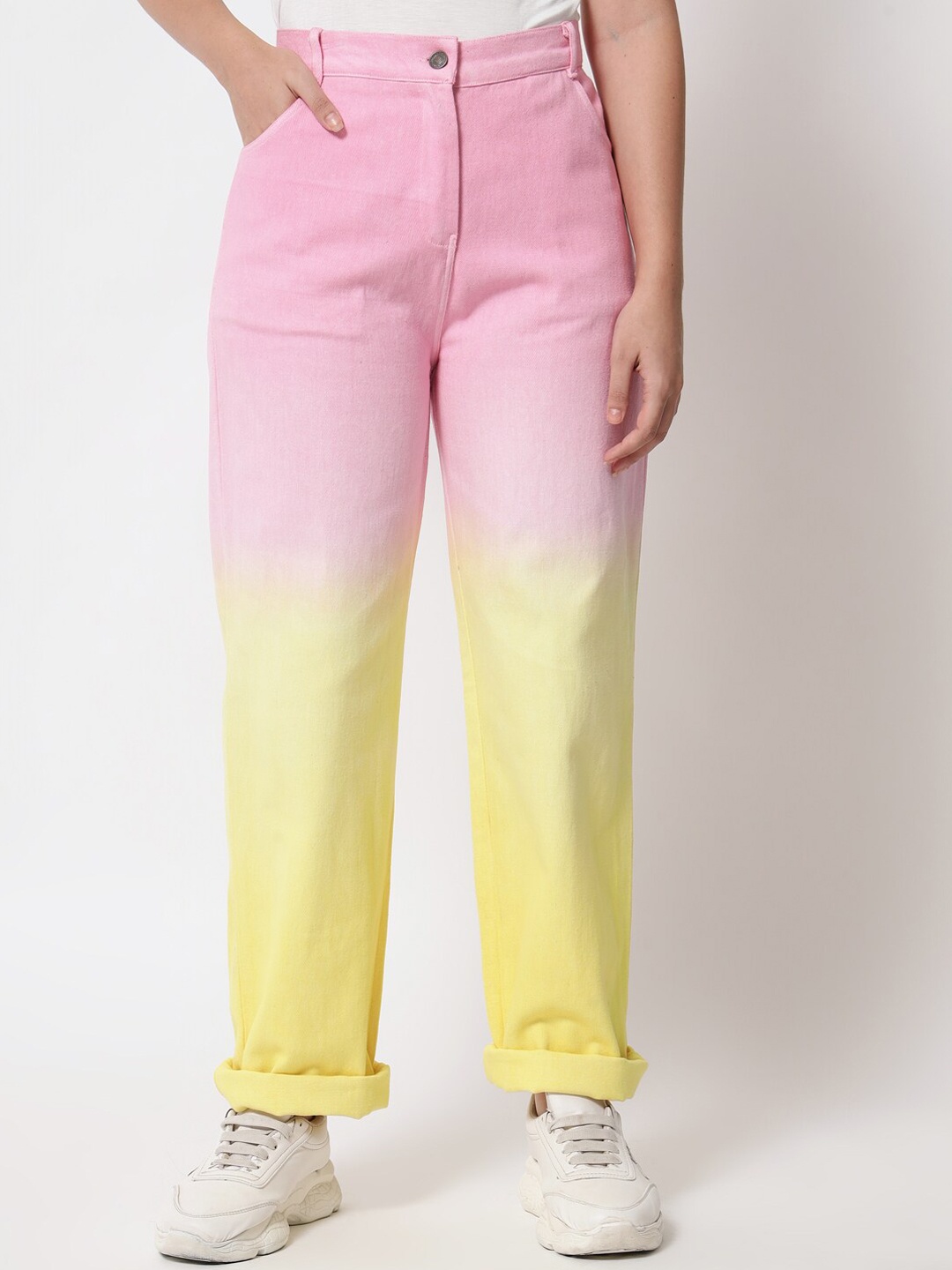 

Orchid Blues Women Pink & Yellow High-Rise Ombre Jeans