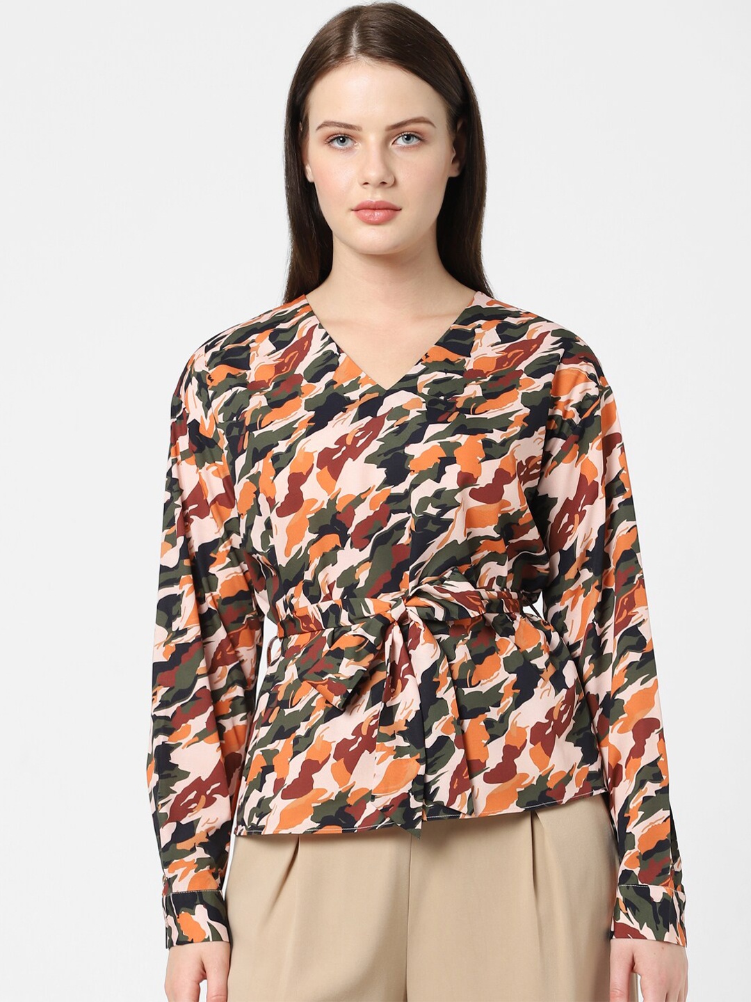 

Vero Moda Multicoloured Printed Cinched Waist Top, Multi