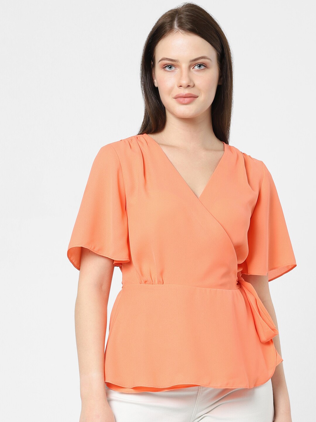 

Vero Moda Orange Wrap Top