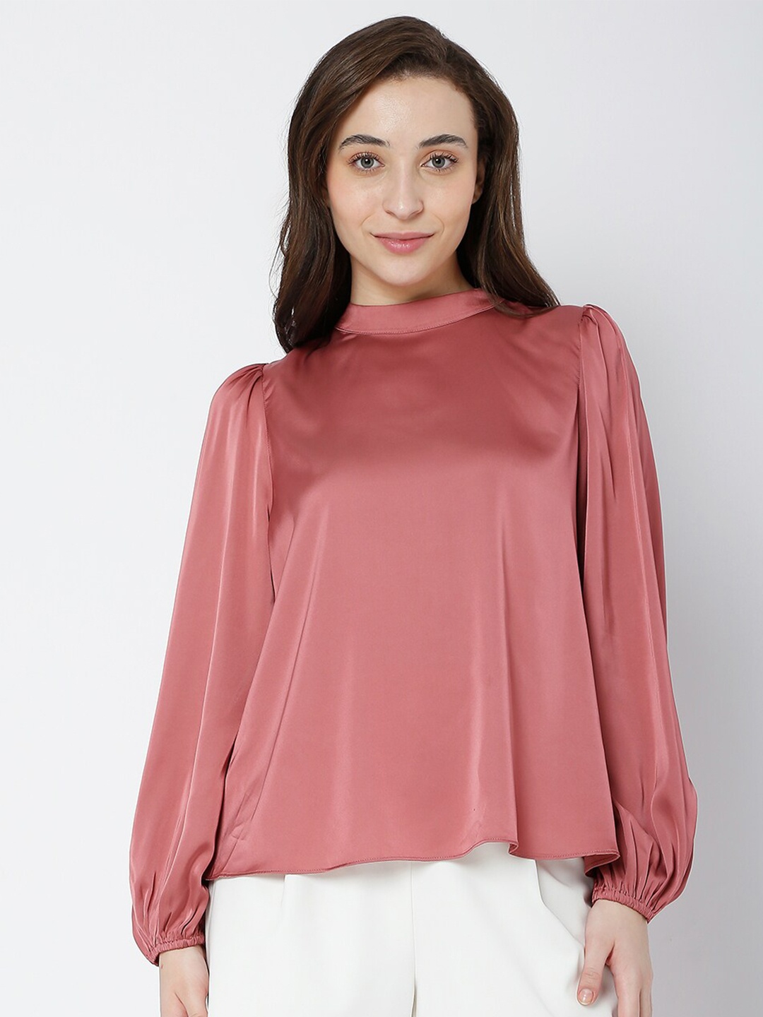 

Vero Moda Pink Mandarin Collar Top