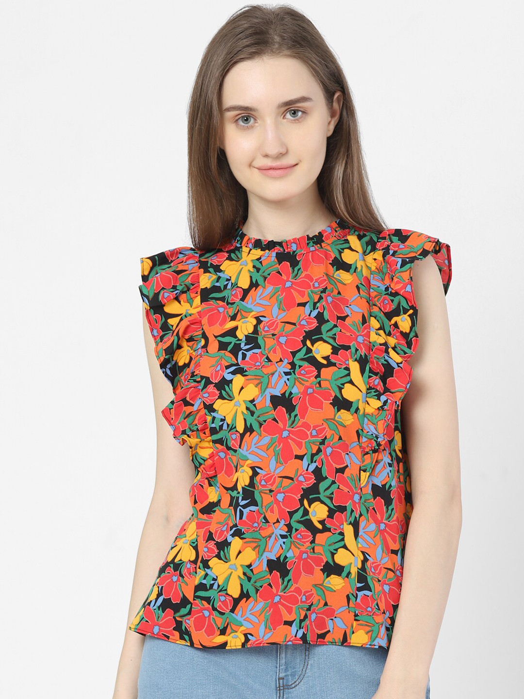 

Vero Moda Black & Red Floral Printed Top