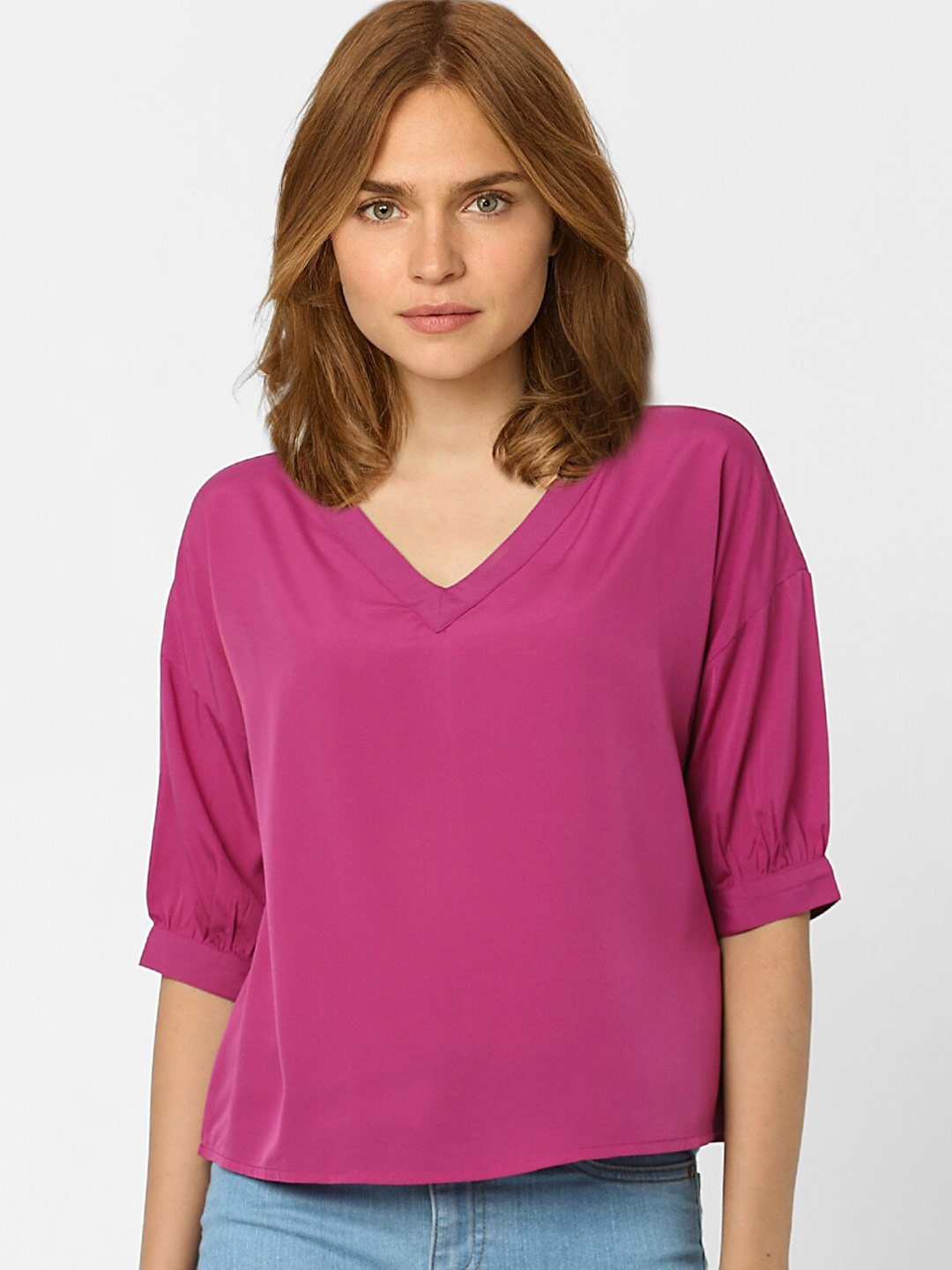 

Vero Moda Purple Solid Boxy Top