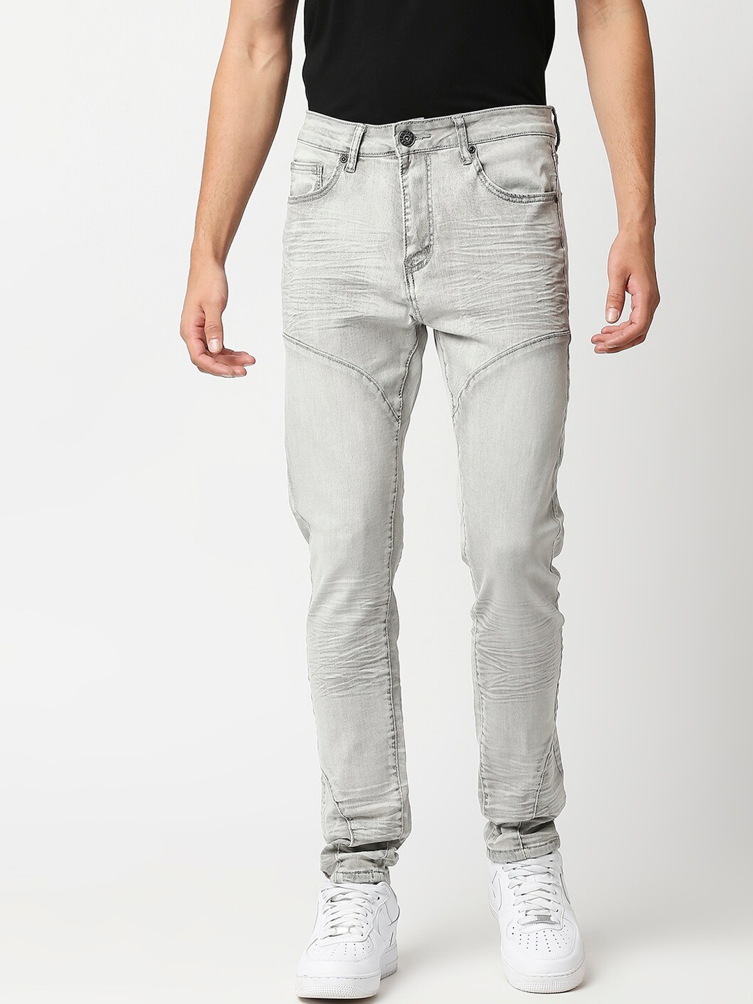 

WAIMEA Men Grey Skinny Fit Low Distress Stretchable Jeans