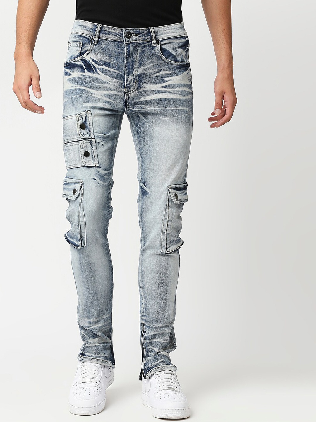 

WAIMEA Men Blue Skinny Fit Mildly Distressed Heavy Fade Stretchable Jeans