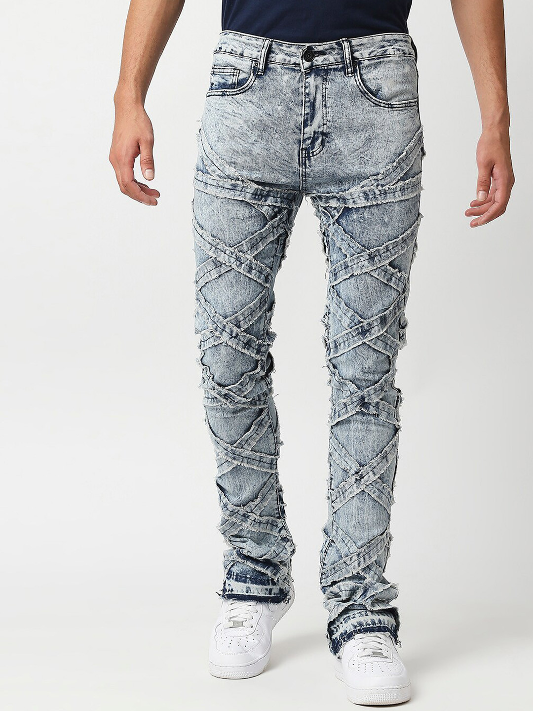 

WAIMEA Men Blue Highly Distressed Heavy Fade Stretchable Jeans