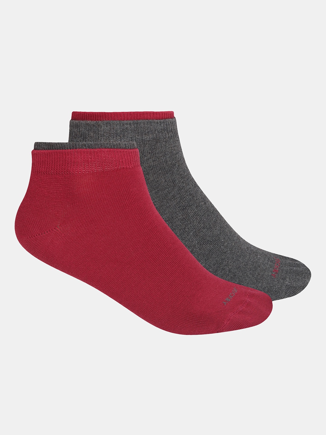 

Jockey Women Pack Of 2 Grey & Red Solid Ankle Length Socks