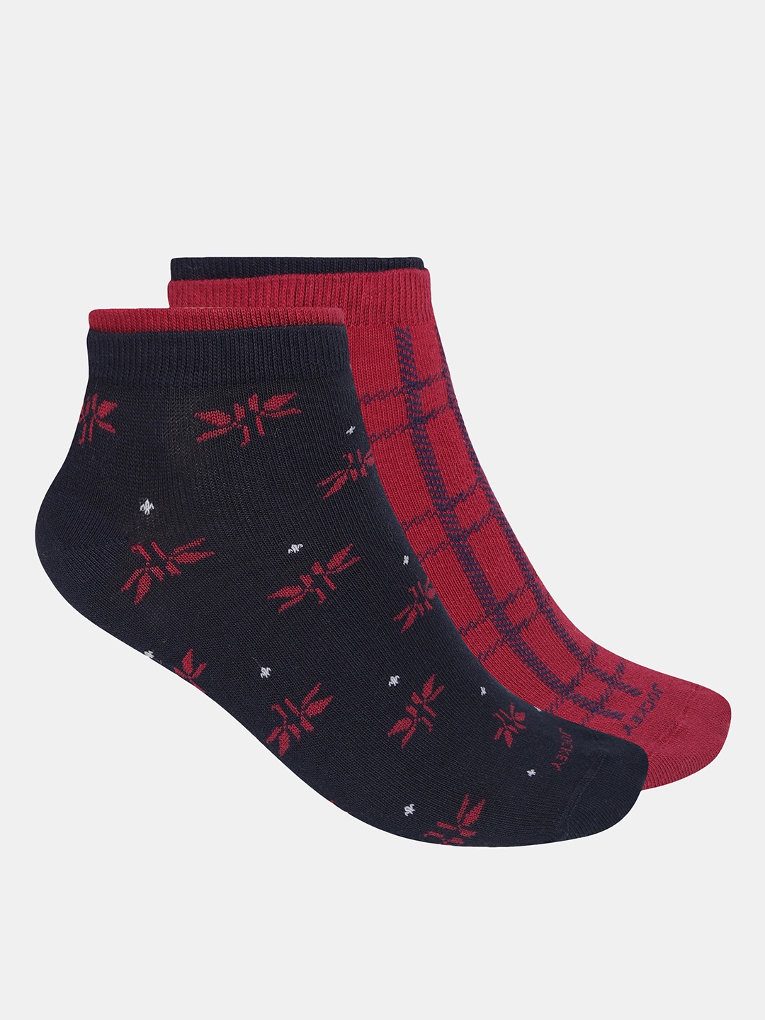 

Jockey Women Pack Of 2 Navy Blue & Red Printed Ankle-Length Socks