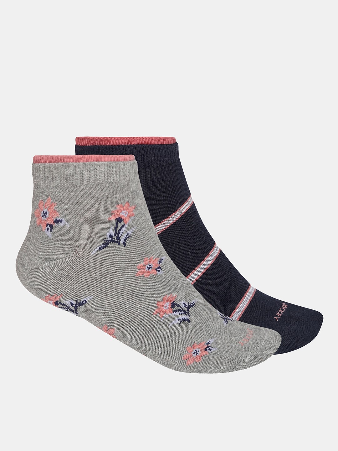 

Jockey Women Pack Of 2 Light Grey Melange & Black Cotton Ankle-Length Socks