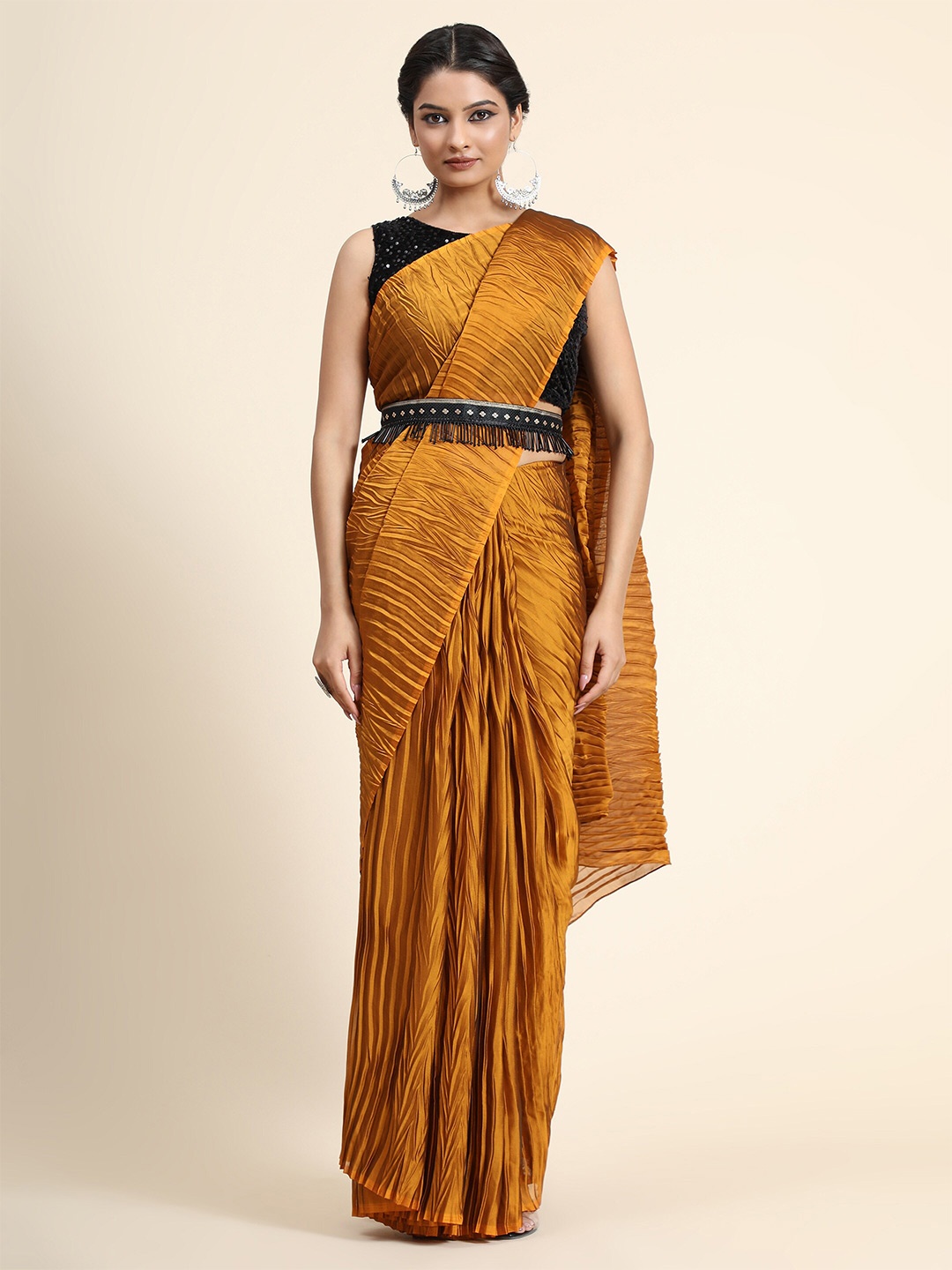 

BAHUJI Women Mustard Saree