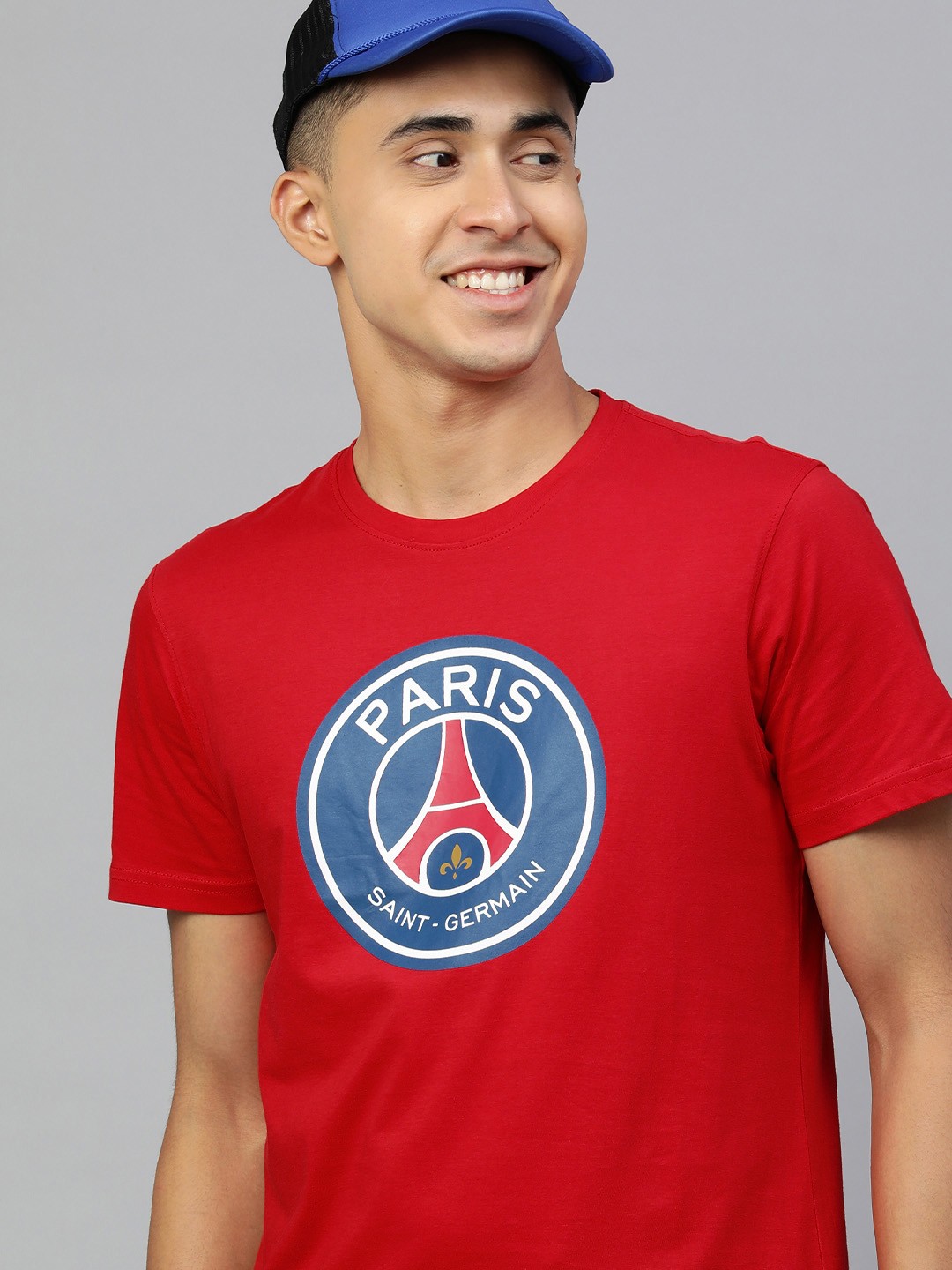 

PSG Men Red Brand Logo Paris Saint-Germain Printed T-shirt